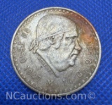 1947 Mexico UN Peso 50% Silver Coin 13 Grams