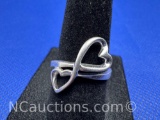 Sterling Silver double Heart Ring 2 Grams Size 7