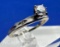 14k White Gold Solitaire Brilliant Round Cut Diamond Ring 2.9 Grams Size 8