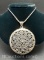 Sterling Silver Mandala Pendant Twist Rope Chain Necklace 28 Grams