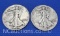 2 1943 Walking Liberty 90% Silver Half Dollar Coins 24 Grams