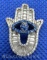 Sterling Silver Hand Blue And Clear Cz Pendant 4 Grams