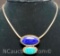 Sterling Silver Oval Lapis Lazuli And Turquoise Pendant Necklace 10 Grams
