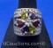 Sterling Silver Multicolor Stone Flower Ring 12 grams