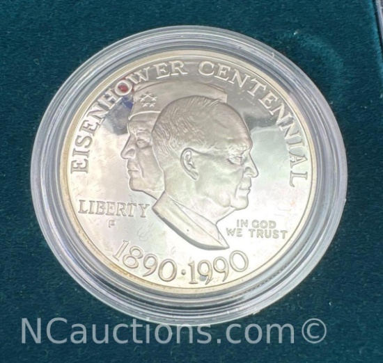 1990 US Eisenhower Centennial 90% Silver Dollar Coin 26 Grams