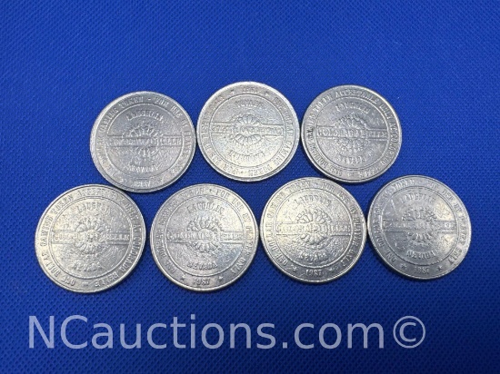 7 Colorado Belle One Dollar Gaming Tokens
