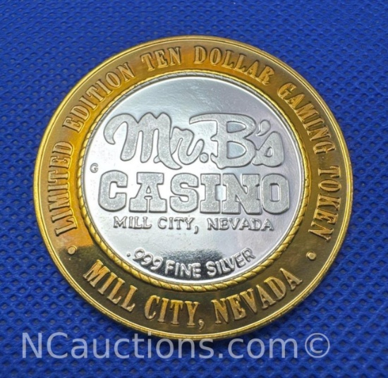Limited Edition Mr B Casino .999 Fine Silver Gaming Token 37 Grams