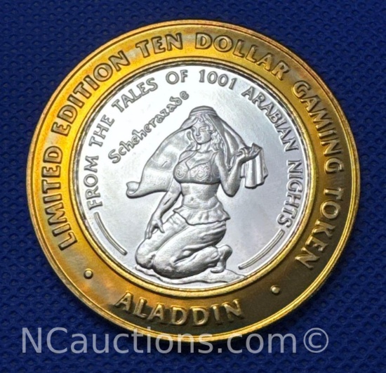 Limited Edition Aladdin .999 Fine Silver $10 Gaming Token 37 grams
