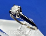 14k White Gold Solitaire Brilliant Round Cut Diamond Ring 2.4 Grams Size 8