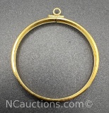 14k Gold Coin Inlay Holder Pendant 2.7 Grams