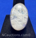 Sterling Silver Oval Rainbow Moonstone Ring 12 Grams Size 7