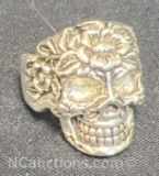 vintage flower skull ring silver tone 12 grams