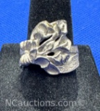 Sterling Silver Floral Bouquet Ring 7 Grams Size 8