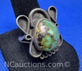 Navajo Sterling Silver Turquoise Ring 8 Grams Size 8