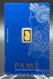 PAMP 1 Gram 999.9 Fine Gold Bullion Bar