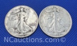 1942 and 1942-S Walking Liberty 90% Silver Half Dollar coins 24 Grams