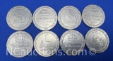 8 Four Queens Casino One Dollar Gaming Tokens