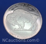 1 Troy Oz .999 Fine Silver Giant Buffalo Bullion Coin