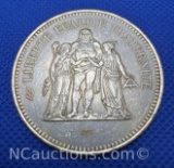 1974 France 50 Francs Hercules Group 90% Silver Coin 30 Grams