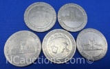 5 Las Vegas Club One Dollar Gaming Tokens