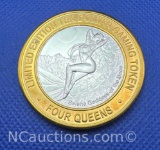 Limited Edition Four Queens Silver Plated $10 Gaming Token 39 Grams