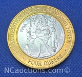 Limited Edition Four Queens Silver Plated $10 Gaming Token 39 Grams
