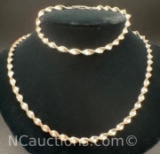 Sterling Silver Twist Necklace and Bracelet Set 11 grams