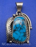 Navajo Sterling Silver Turquoise Pendant 23 Grams