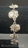 Sterling Silver Rose Link Chain Bracelet 18 grams