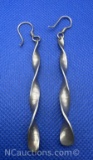 Mexico Sterling Silver Twist Dangle Earrings 7 grams