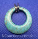 Sterling Silver Oval Turquoise Pendant 10 grams