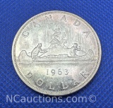 1963 Canadian Dollar 80% Silver Coin 23 Grams