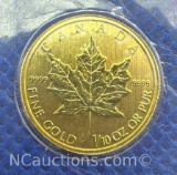 2014 Canadian Maple Leaf 1/10 Oz 9999 Fine Gold Bullion Coin