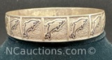 Sterling Silver Dolphin Bangle Bracelet 40 Grams