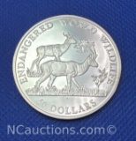 1990 Cook Islands 90% Silver $50 Endangered World Wildlife Coin 20 Grams