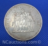 1977 France 50 Francs 90% Silver Coin 30 Grams