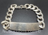 Sterling Silver Chunky Curb Chain ID Bracelet 52 Grams