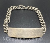 Sterling Silver ID Tag Chain Bracelet 33 Grams