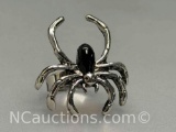 Silver Tone Spider Ring adjustable size