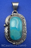 Navajo Sterling Silver Turquoise Pendant 25 grams