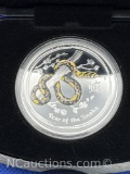 2013 Australian Lunar Year Of The Snake 1 Troy Oz .999 Fine Silver Bullion Coin With COA