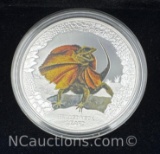 Frilled Neck Lizard 1 Troy Oz .999 Fine Silver Bullion Coin With COA