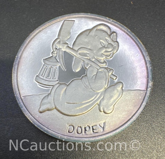 Disney 1 Troy Oz .999 Fine Silver Dopey Bullion Coin