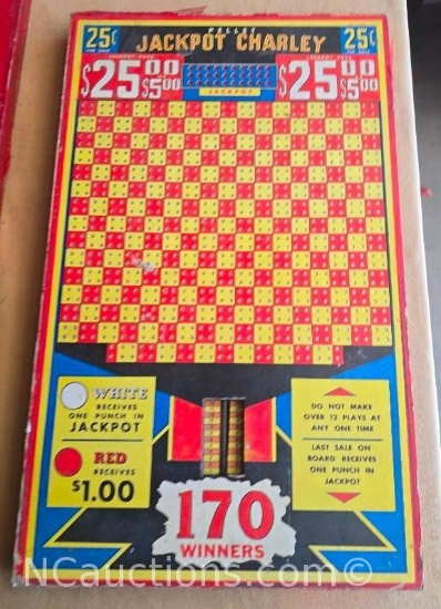 Pellet Jackpot Charley VIntage Gambling Punch Board
