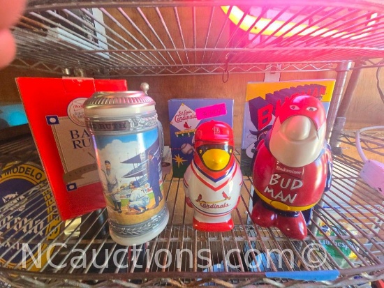 Beet Steins with Bloxes Bud Man St Louis Cardinals Babe Ruth 3 units