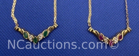 10k Gold Ruby And Emerald Necklaces