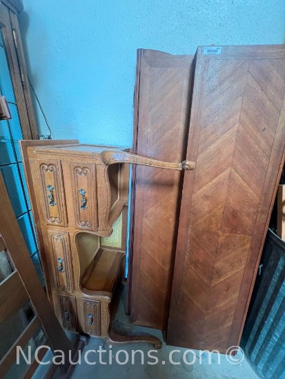 Vintage bed frame, entertainment center desk and more