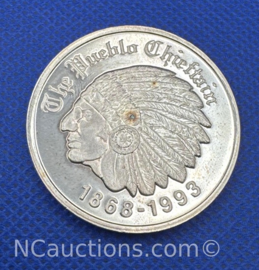 The Pueblo Chieftain Indian Head 1 Troy Oz .999 Fine Silver Bullion Coin