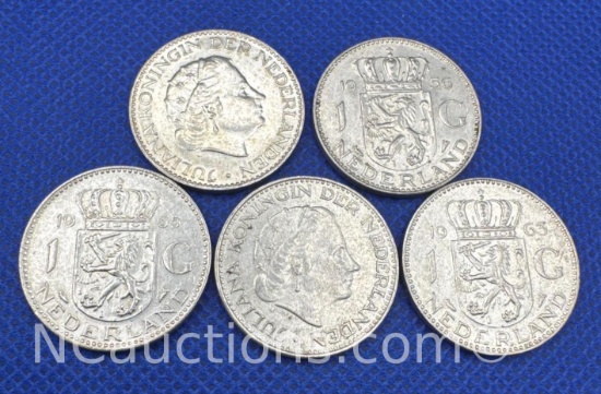 1965 Netherlands 1 Gulden 72% Silver Coin