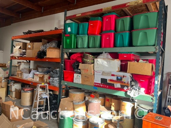 two large commercial metal shelving units contents not included